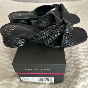 Vince Camuto Black Mules with Chunky Strap